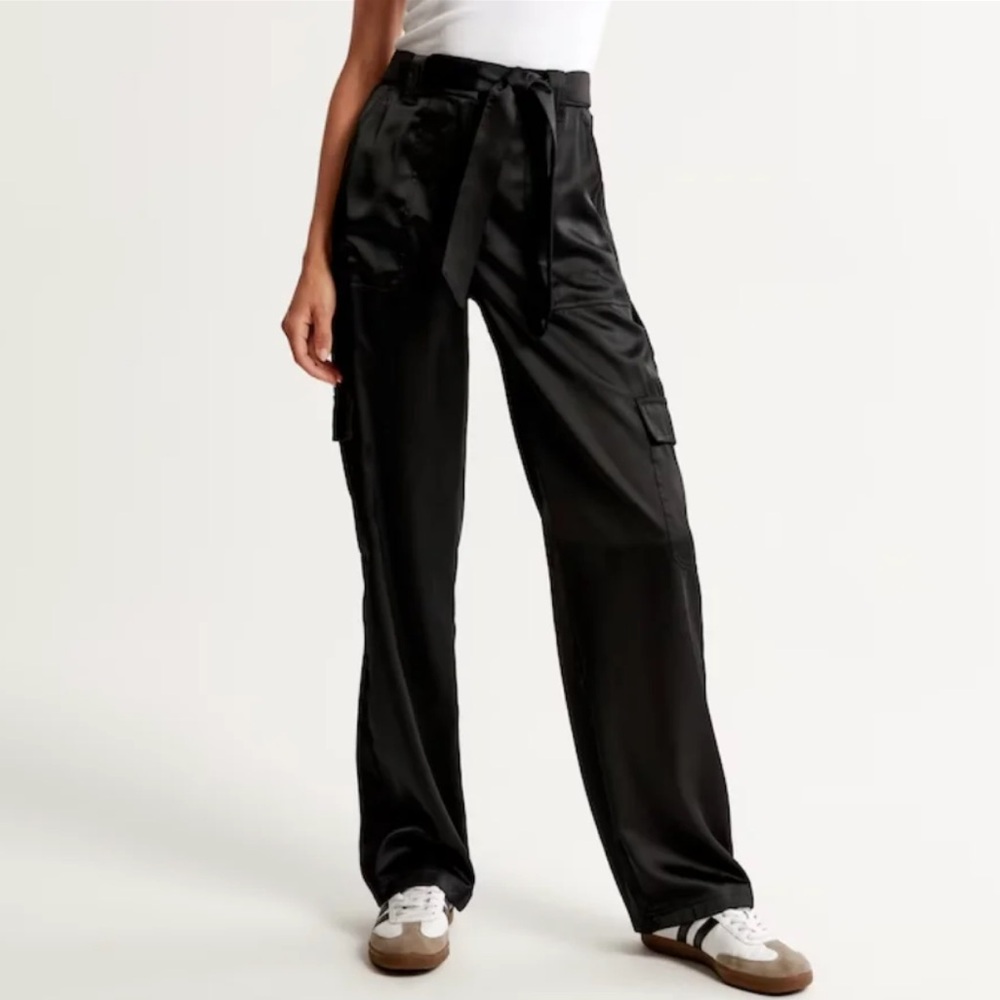 LIKE NEW • Urban Outfitters • Black Utility Pants W/ Satin Pockets •